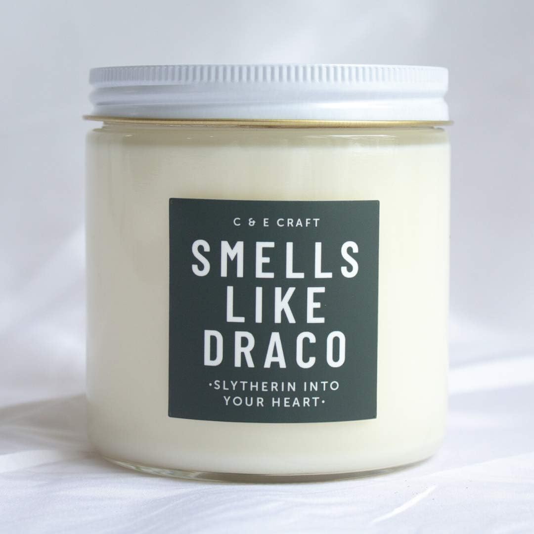 C&E Craft Smells Like Draco Scented Candle – Mahogany and Apple All-Natural Soy Wax Candle – Delightful Intense Fragrance – Candle Jar with Metallic Lid for Home, Office, Meditation - 16 Ounce Candle