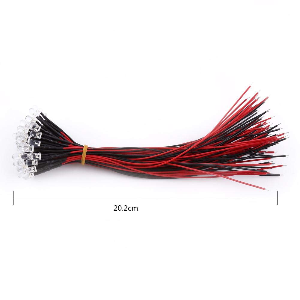 50Pezzi 10mm Bianca LED Pre Cablati Diodi AD Emissione Luminosa DC12V Lampade Per Modellismo - Foto 13