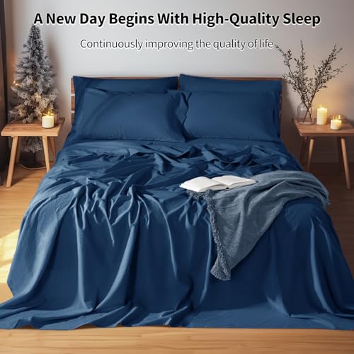 Image of LBRO2M 100% French Pure Linen Sheet Set 6Pcs, 16 inch Deep Pocket Cal King