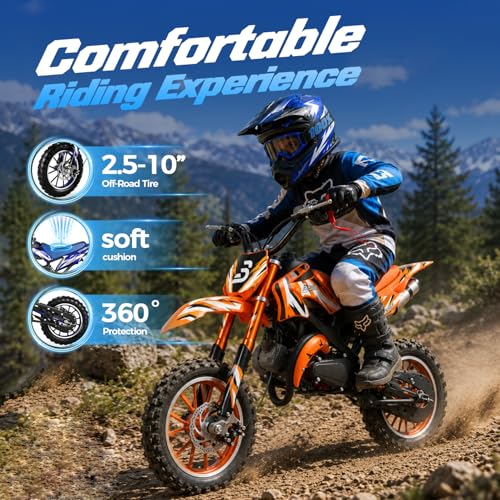 Image of DEETAGO 50cc Dirt Bike for Kids 5-13, 2-Stroke Gas Kids Dirt Bike
