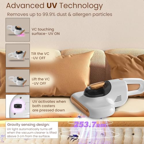 Image of Taurus by INALSA Bed Vacuum Cleaner for Home,400W Anti Dust Mite Mattress Vacuum Cleaner with Uv Light Sterilization,10Kpa Suction Power Corded Handheld Vacuum with Hepa Filter for Sofa,Pillows..White