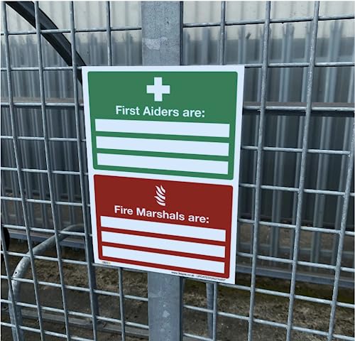 Set of 3, A5 First Aid and Fire Marshal Signs, 1mm Rigid Plastic Safety Signs for Workplace Emergency Awareness Compliance - Image 4