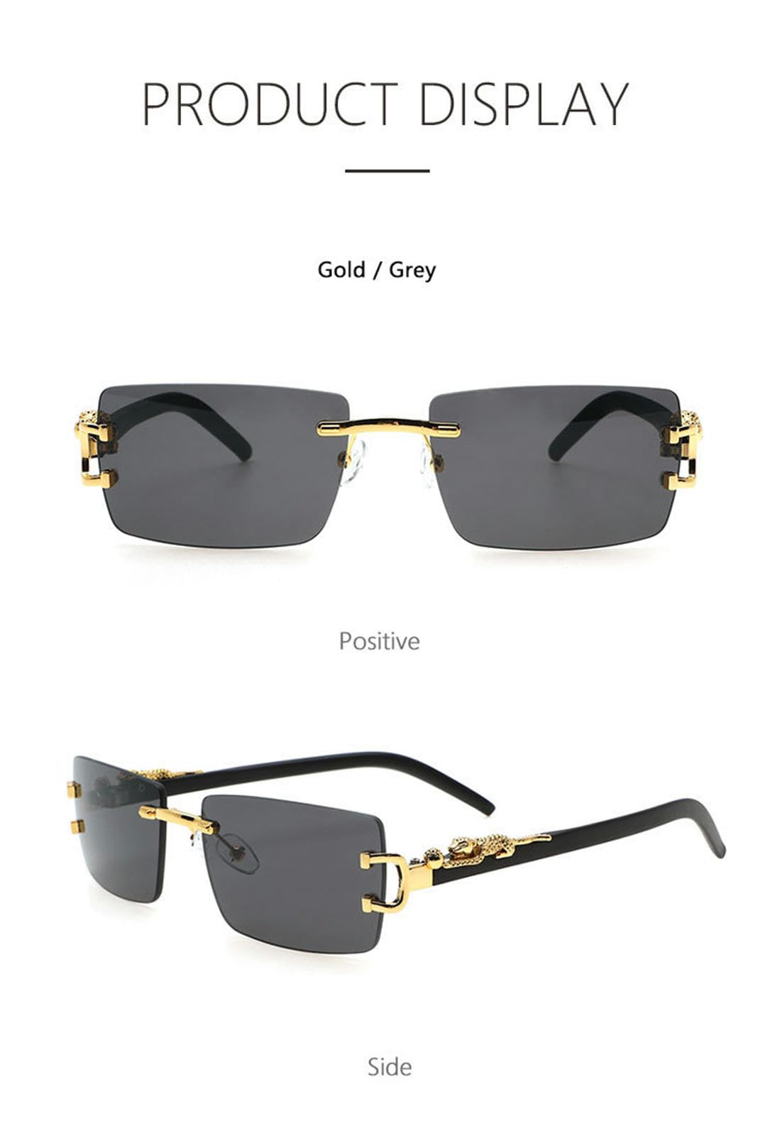 Occhiali da Sole da Donna Occhiali da Sole Quadrati Senza Cornice di Gelatina di Temi di Metallo Uomini E Donne Occhiali da Sole da Sole alla Moda-Foglio Grigio con Cornice d'Argento
