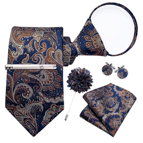 Image of DiBanGu Silk Zipper Ties for Men, Formal Pre-tied Necktie | Adjustable Tie,6PCS,Various Design Styles,Jacquard Woven,Skin-friendly,Practical Gift,Great for Wedding Party,Business Formal