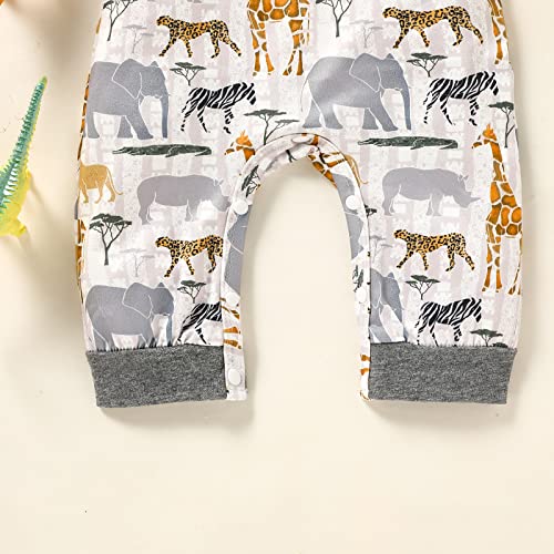 Grnshts Baby Boy Animal Print Romper Infant Sleeveless Jumpsuit Bodysuit Dungarees One-Piece Playsuit Clothes (Gray, 0-3 Months) #TOP5