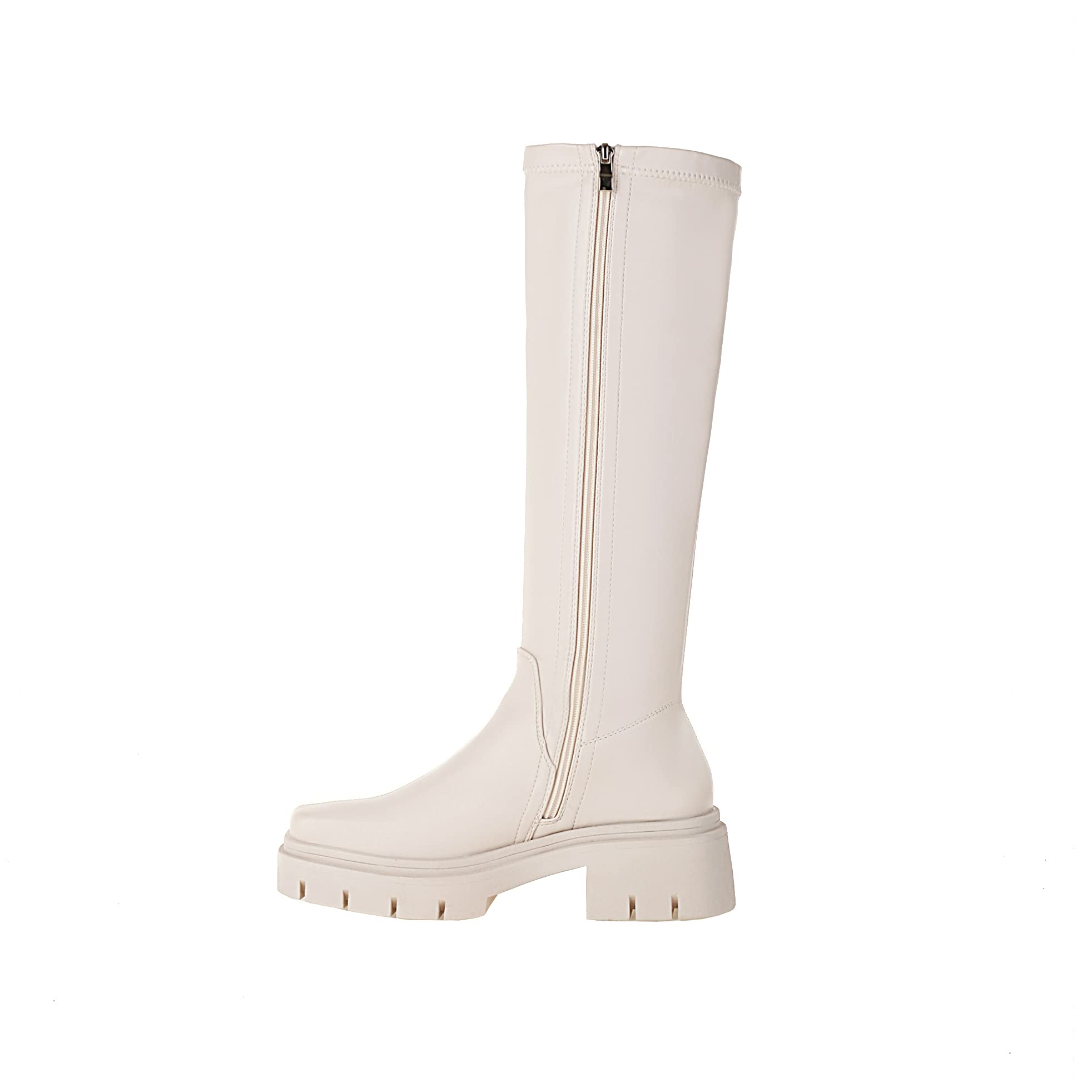 vivianly Women's Fashion Knee High Boots Chunky Block Heel Square Toe Zipper Long Boot