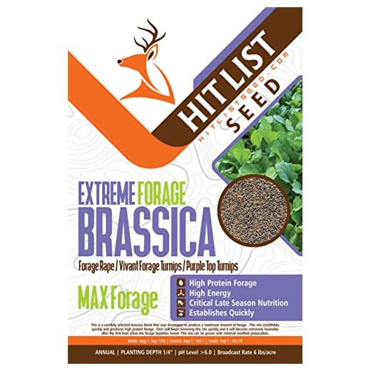 Hit List Seed Extreme Forage Brassica Blend Food Plot Mix, 3lbs (1/2 Acre) - Perfect Mix of Vivant Turnip, Purple Top Turnip, Forage Brassica, Deer Food, Whitetail, Hunting, High Protein