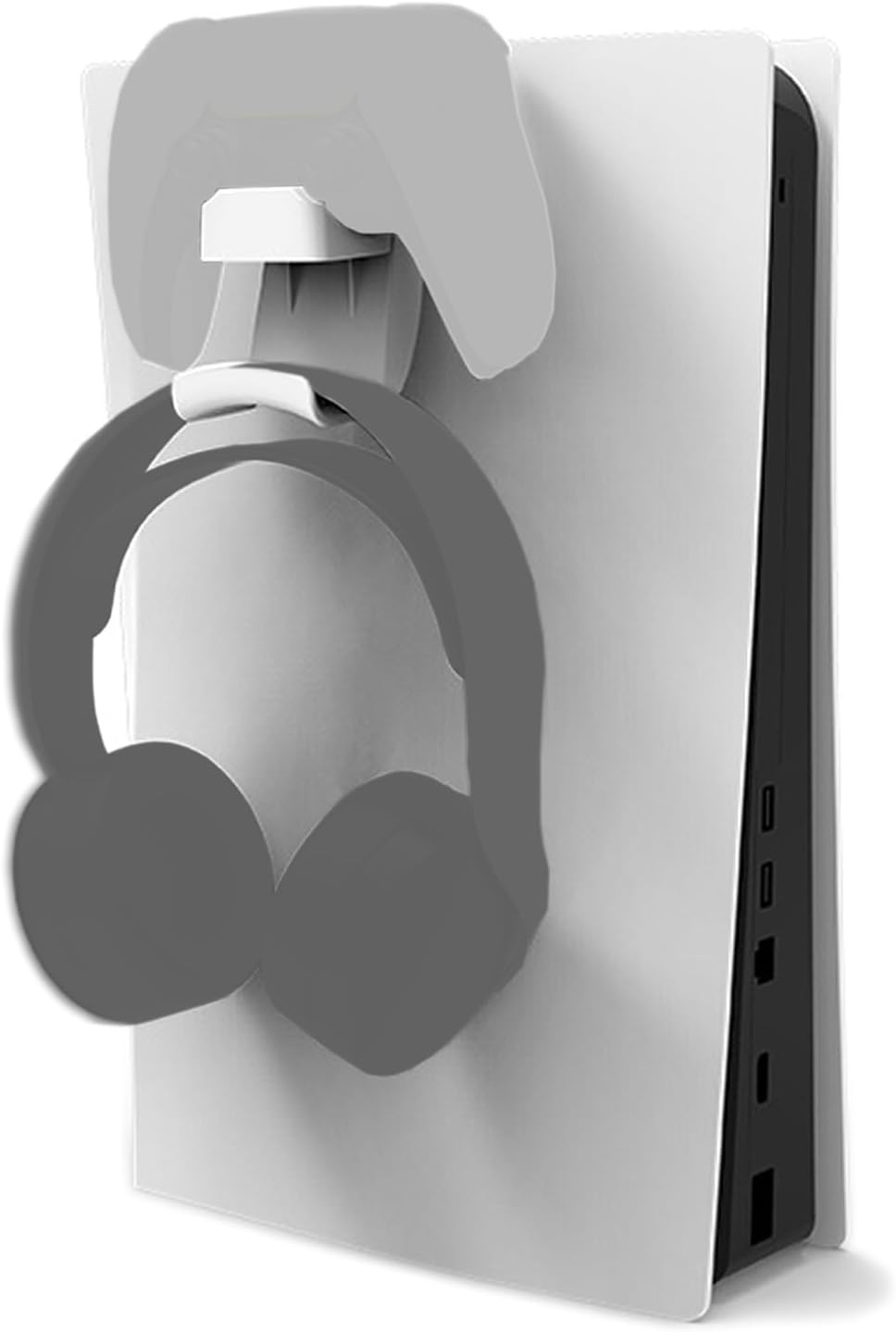 Game Controller Charging Stand Bracket & Headphone Stand Holder，Host Side Hanging Bracket Compatible with PS5 Game Console (White)