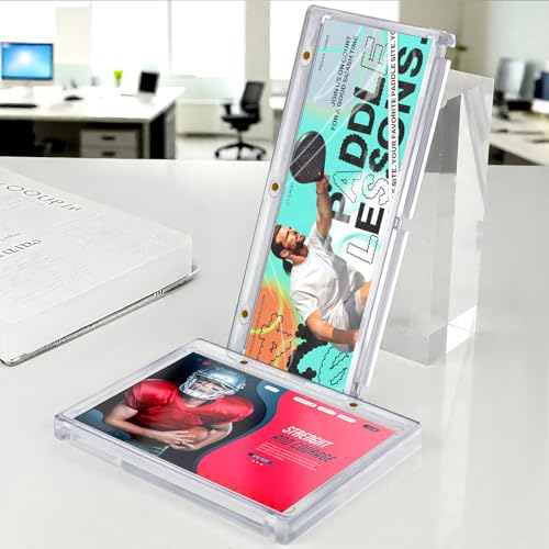 Image of DEDC Magnetic Card Holder Horizontal Booklet Card Holder-175PT Magnet Case Trading Card Protector Baseball Cards One Touch Card Holder UV Protection Display Showcase PVC Free (2CT-187mm)