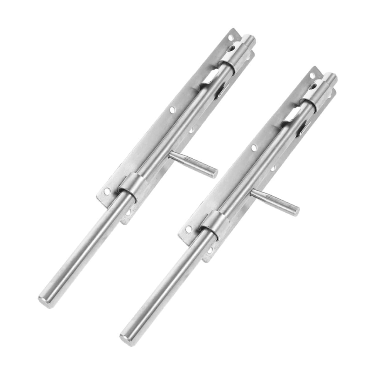 Verrou de Porte Coulissant en Acier Inoxydable Argenté 2 Pièces, Haute Dureté et Résistant la Casse, pour Bars et Chambres, Distance Trou 216mm