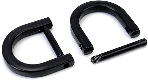 Miniatura 34 de 4 Piezas Anillos en D de Servicio Pesado Atornillables con Grillete de 1-1/2 Pulgadas Negro Gunmetal Forma de U Anillo D de Repuesto para Bolso