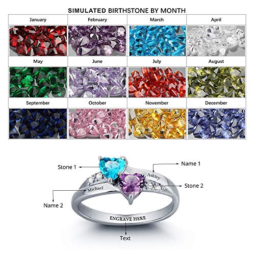 Personalized Infinity Mothers Ring Birthstone Rings for Women with 2 Names Engagement Promise Rings for Her Couple Gifts for Women Mom2