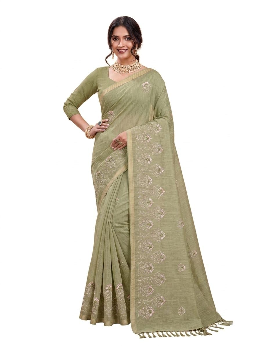 Women's Cotton Silk Saree with Blouse Piece | Embroidered Ethnic Wear | Traditional Indian Saree for Women | Designer Lightweight Outfit for Wedding, Festival, Party, Office, Casual Wear-image-29