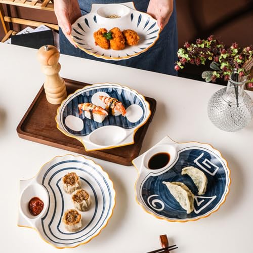 Plato de cerámica estilo japonés en forma de concha 8.5 pulg miniatura 6