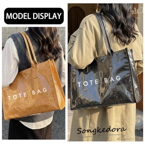 Bolso Tote de PVC para mujer grande con asa superior miniatura 2
