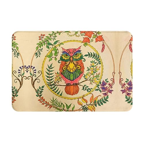 JAYWIS Paillasson imprimé chouettes - Doux - Antidérapant - Pour intérieur et extérieur - Lavable - 40 x 60 cm