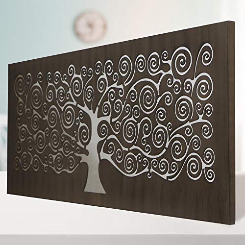 Cuadro Mandala de Pared Calada, Fabricado Artesanalmente en España - Decorado a Mano - Cuadro Decoración Modelo (60x120 cm, 150 nogal)