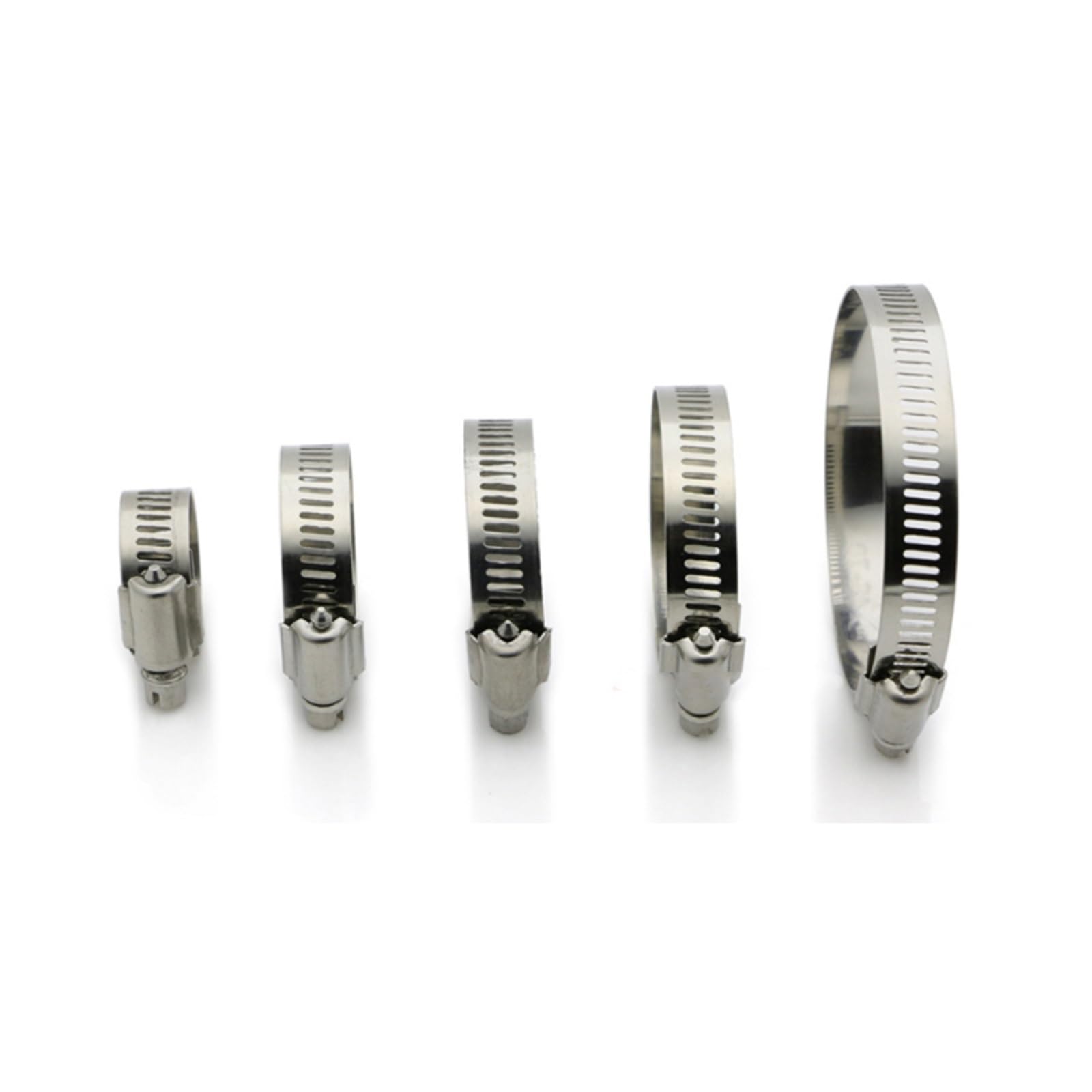 SHALLEZSOU Pipe clamp 2pcs Drive Hose Clamp Tri Adjustable Fuel Line Pipe Worm Gear Clip Tube Fastener Spring 304 Stainless(46-70mm)