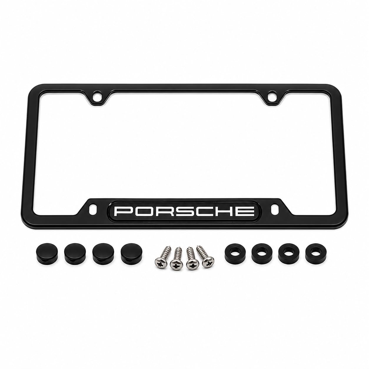 Marco de matrícula original Porsche negro mate ideal para renovar el aspecto exterior 8