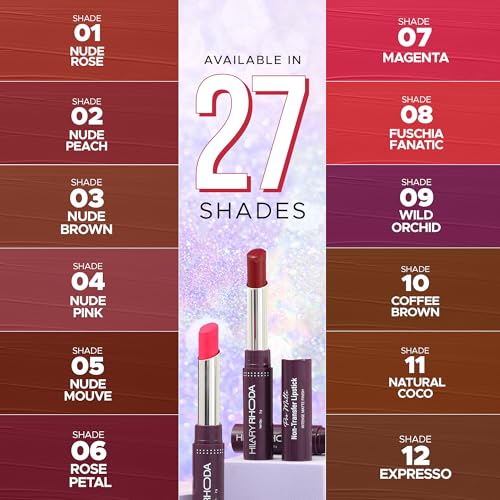 Image of Hilary Rhoda Pro Matte Non-Transfer Lipstick | Waterproof & Non-Transfer Lipstick | 12-Hour Long Stay | Smudge-Proof | Highly Pigmented Matte Finish Lipstick | 2g (Deep Maroon - Shade 27)