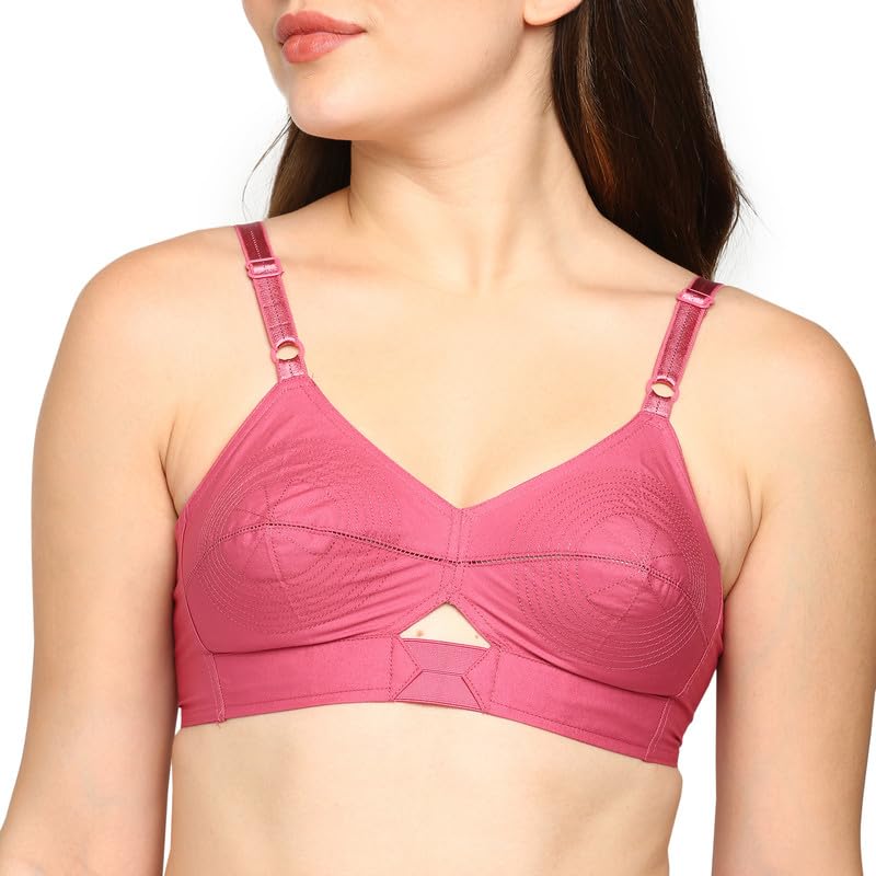 Image of BLOSSOM Priyasajini Women's Full Coverage 100% Woven Cotton Single Layer Round Stitch Non Padded Wirefree Conical Cup Everyday Bra
