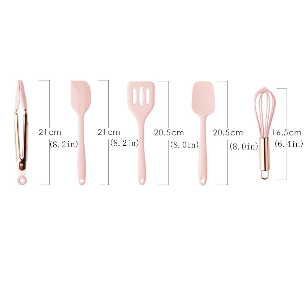 Espátula Juego de Utensilios de Cocina de Silicona Premium for cocinar y Hornear, Juego de Cocina de espátula de Silicona Espátula de Cocina Resistente al Calor y Antiadherente(Brass)