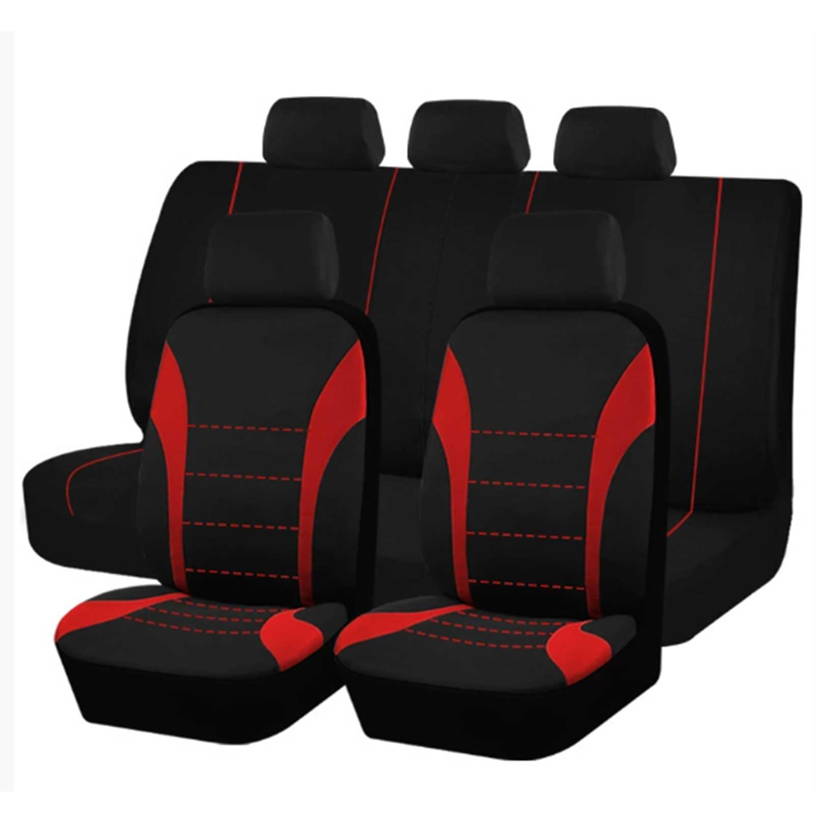 Autositzbezüge Set Für FIAT 500X(334)/FIAT 500X Cross(334)/500X Trekking(334) 2000-2024, 5 Sitzer Allwetter Vorder Und Rücksitze Autositz Schonbezug Atmungsaktiv Auto-Innenraum Zubehör,Red