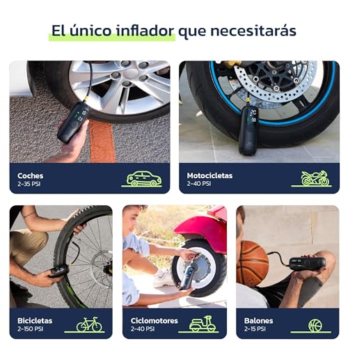 Woowind Inflador Ruedas Coche, Bici y Moto, Apagado Automático, 10,3 Bar - Imagen 7