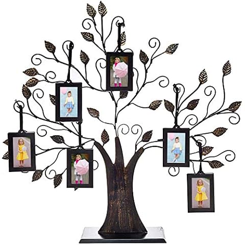 Philip Whitney Picture Frames, Family Tree Picture Frames with 6 Hanging Photo Frames, Wall Decor, Table Decor, Gifts for Mom, 20" Cover