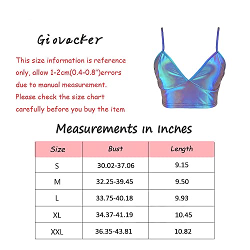 Giovacker Women's Reflective Crop Tops Festival Rave Outfits Girls Club Tank Vest #TOP1