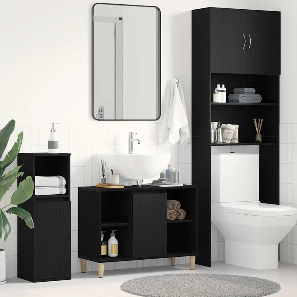 vidaXL Mueble para Lavabo Roble Negro 80x33x60 cm Madera de ingeniería