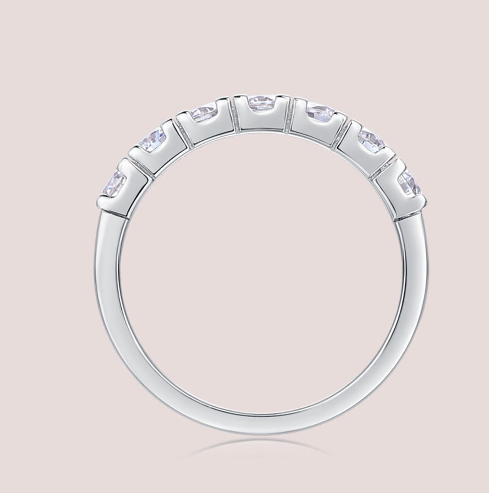Moissanite Anillo de oro blanco, anillo de boda para mujer, oro auténtico, media eternidad, anillo de compromiso con Moissanite Bandringe para mujeres