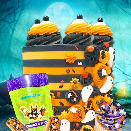 Image of Manvscakes, pink sprinkles, valentines, cake sprinkles, gluten free, cookies, chocolate, fondant, princess topping, ice cream, edible, dessert decoration (Orange black)
