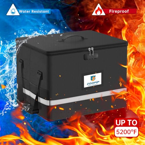 ZOOPIP Fireproof File Box with Lock, 5200℉ Document Organizer, Black by ZOOPIP - Used condition - Image 2