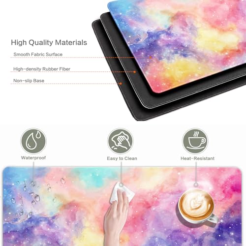 Image of Vimorco Waterproof Desk Pad,XXL Large Mouse Extended Gaming Mousepad with Anti-Slip Rubber Base,Computer Laptop Keyboard Mouse Mat for Women Men Girls Work,Game,Office,31.5 x 15.7 inch,Pink Watercolor