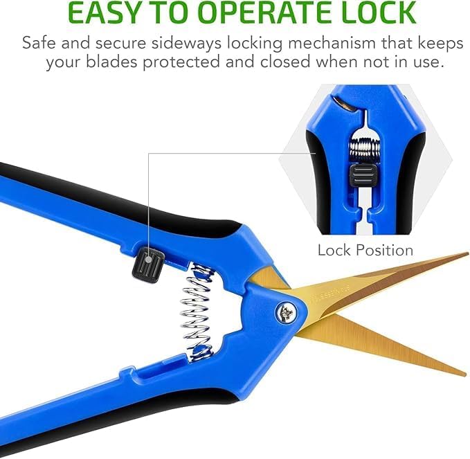 Miniatura 4 de iPower Tijeras de podar mano de jardín de 6.5 pulgadas con tijeras rectas de acero inoxidable, para recortar hidropónico hierbas, flores, verduras y