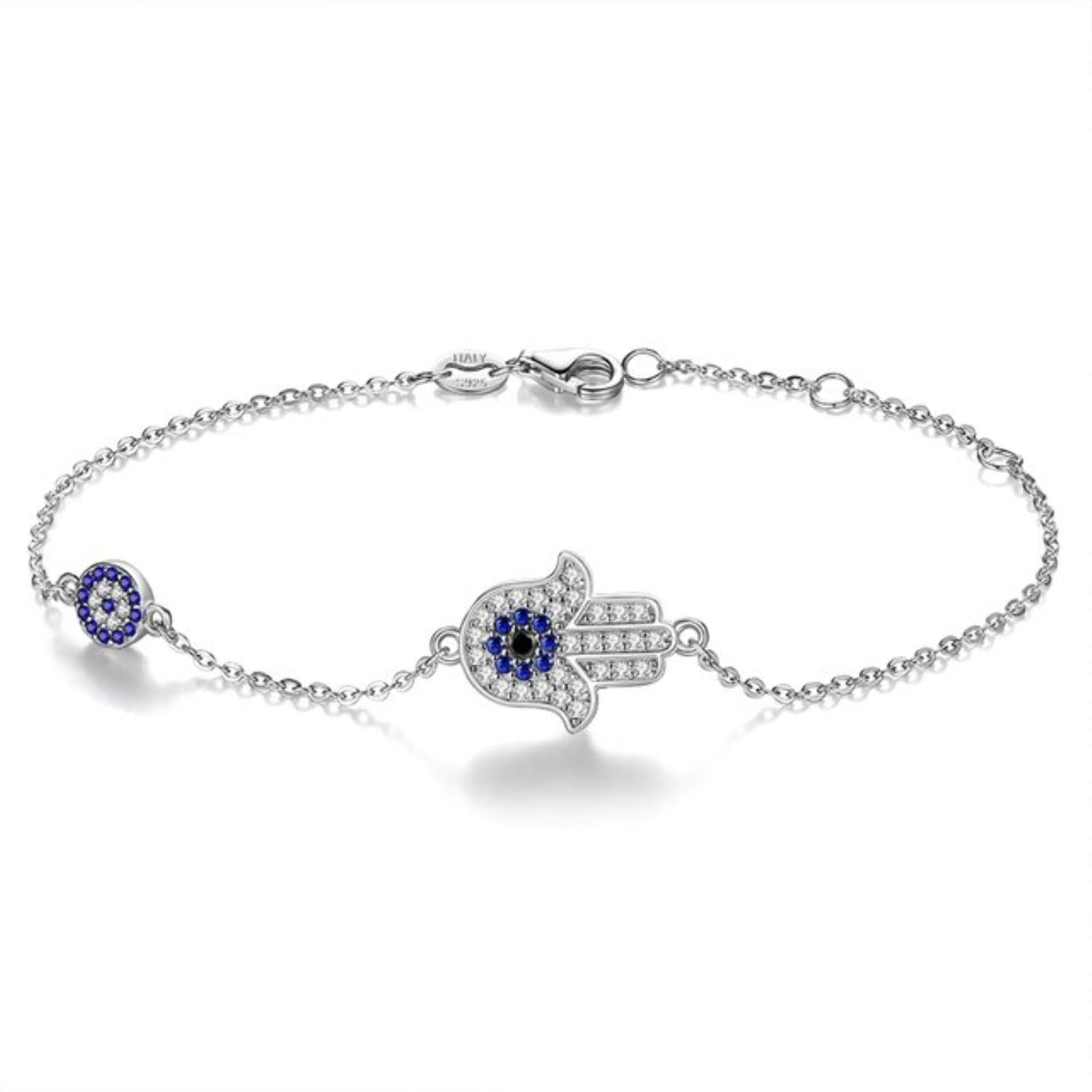 925 Sterling Silver Fatima Hamsa Malocchio Mano Occhio Zoccolo Di Cavallo Bracciali Per Donne Fatti A Mano Amicizia Gioielli Fortunati
