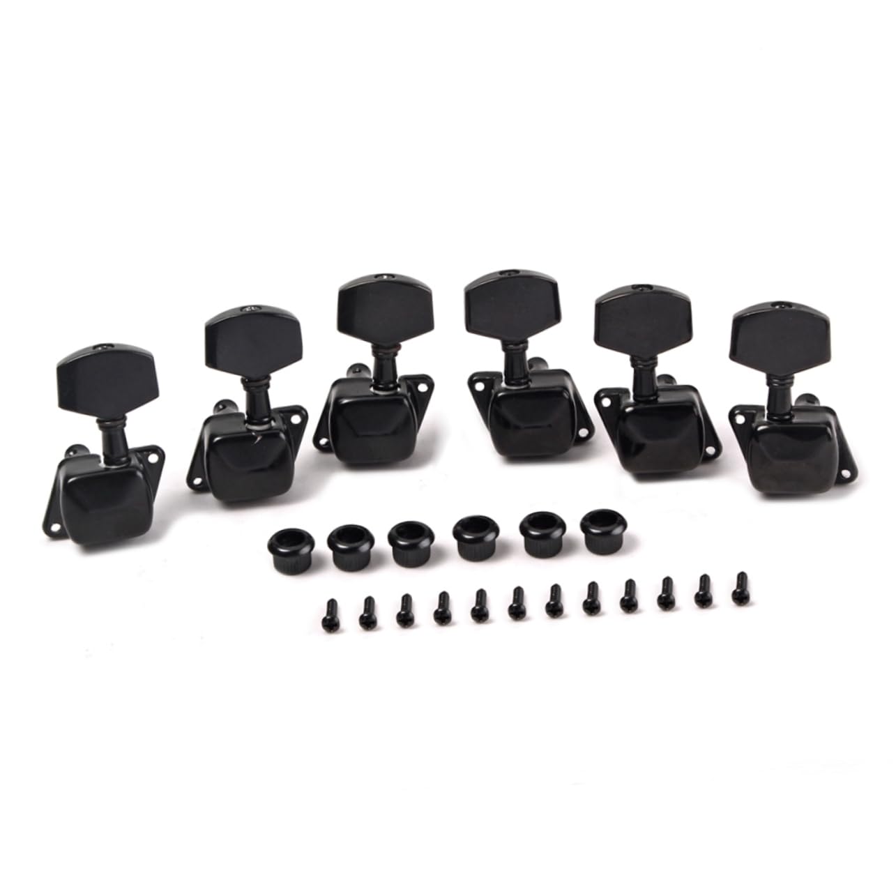 Sosoport 6Pcs Semi Closed Guitar Tuners Keys for Acoustic Electric Bass Black Tuning Pegs with Strong Body Includes Ferrules Screws for Easy Installation