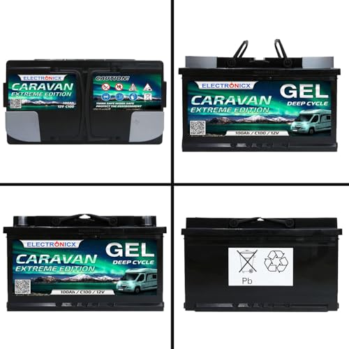 Electronicx CARAVAN EXTREME EDITION 100Ah / C100 / 12V GEL Versorgungsbatterie – 100 Ah – 12 Volt Batterie Wohnmobil, Van, Boot, Marine, Photovoltaik – wartungsfrei& robust- 278×175×190 mm