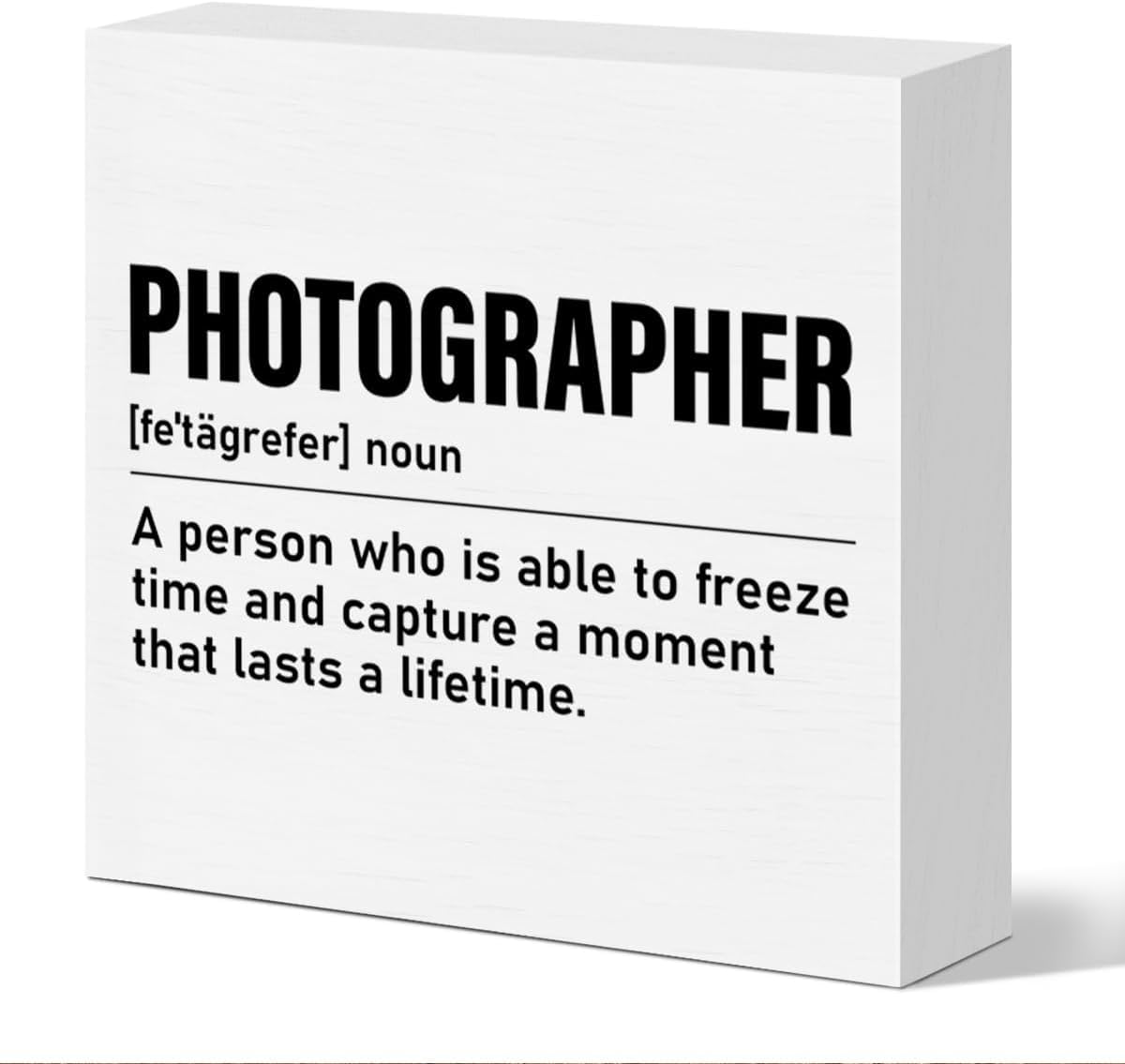 Photographer Definition Box Sign 7x7 Inch Wooden Desk Decor