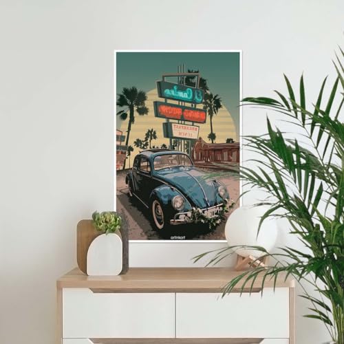 Image of ArtinKart- Ambassador Car, Posters for Room Decoration Aesthetic, Car Posters for Room, Vintage Wall Decor (Multicolored, 12x18 inches, Unframed)