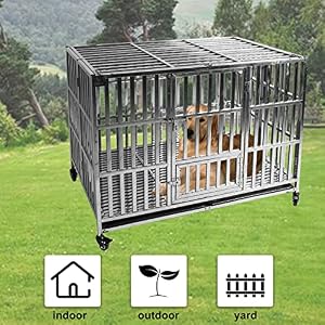 Confote 48" Stackable Heavy Duty Dog Kennel Pet Stainless Steel Crate Cage for Small Dogs with Tray in-Door Foldable & Portable for Animal Out-Door Travel Confote 48″ Stackable Heavy Duty Dog Kennel Pet Stainless Steel Crate Cage for Small Dogs with Tray in-Door Foldable & Portable for Animal Out-Door Travel
