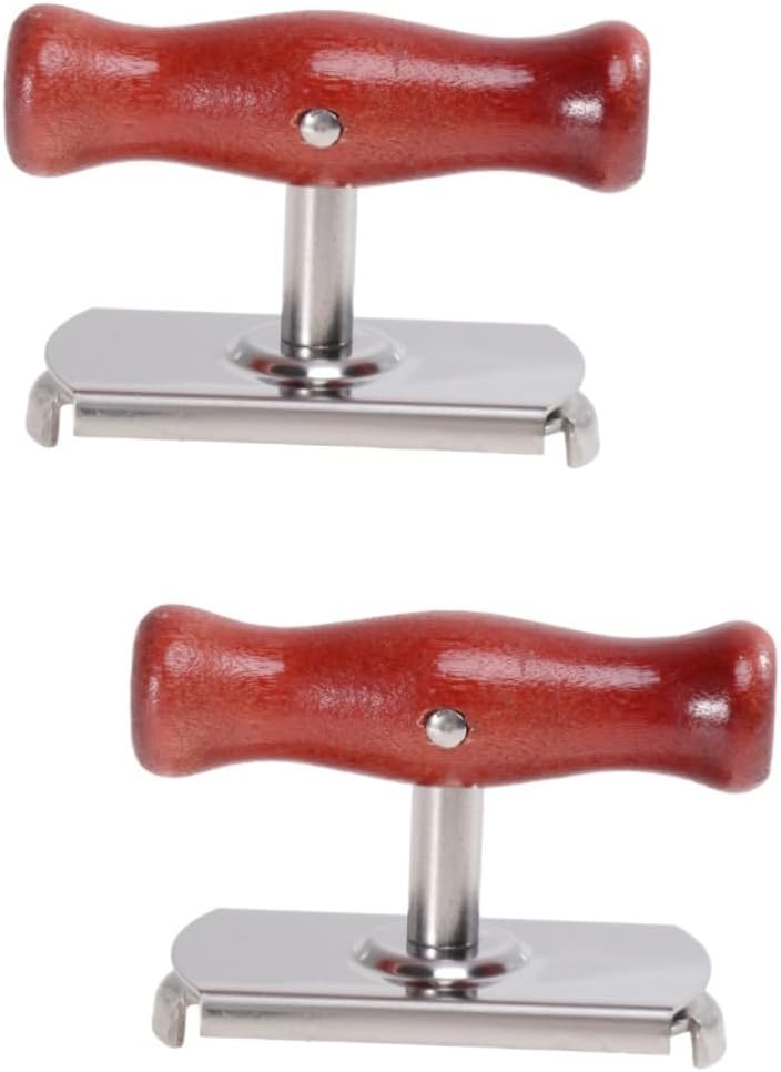 2pcs Stainless Steel Jar Opener Adjustable Wooden Handle Useful for Home Camping and Outdoor Activities for Opening Bottles and Cans
