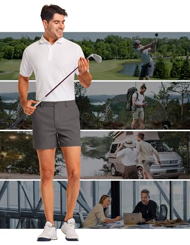 Image of PULI Golf Shorts Men 5 Inch Inseam Stretch Casual Dress Shorts with Pockets Waterproof Lightweight Quick Dry