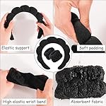 Zkptops Spa Headband for Washing Face Wristband Sponge Makeup Skincare Headband Terry Cloth Bubble Soft Get Ready Hairband for Women Girl Puffy Padded Headwear Non Slip Thick Hair Accessory(Black) - Image 5