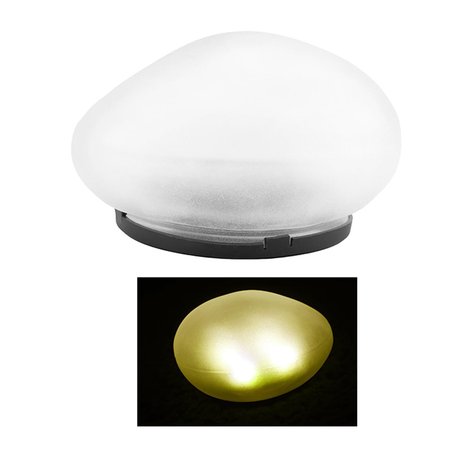 sugerou Solar Lawn Lamp with Cobblestone Look – IP65 Waterproof Outdoor Solar Garden Light for Patio Pathway, Stone Effect LED Light, Auto On/Off Sensor Yellow