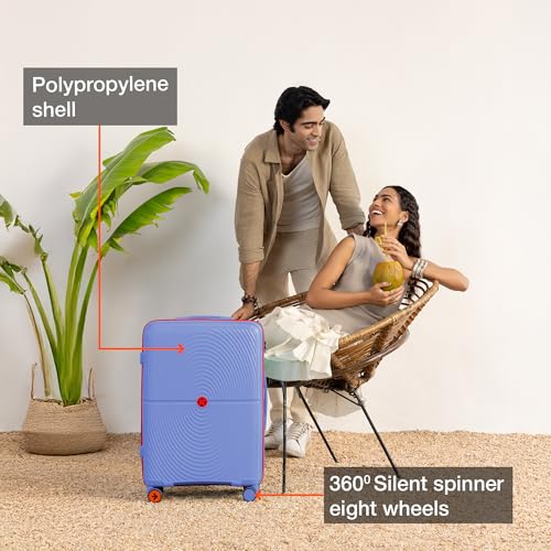 Image of Nasher Miles Bali Hard-Sided Polypropylene Check-in Luggage 28 inch | 75cm | 8 Wheels Large Trolley Bag for Travel | Suitcase (Navy Blue)