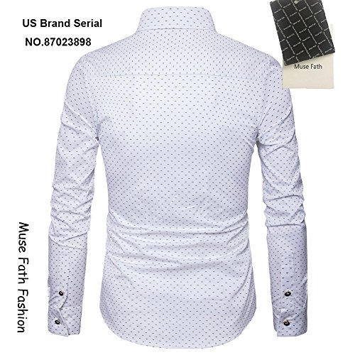 Muse Fath MF5207-15 Men’S Printed Dress Shirt-Cotton Casual Long Sleeve Shirt-Button Down Wedding Dress Shirt-White-M thumb #1