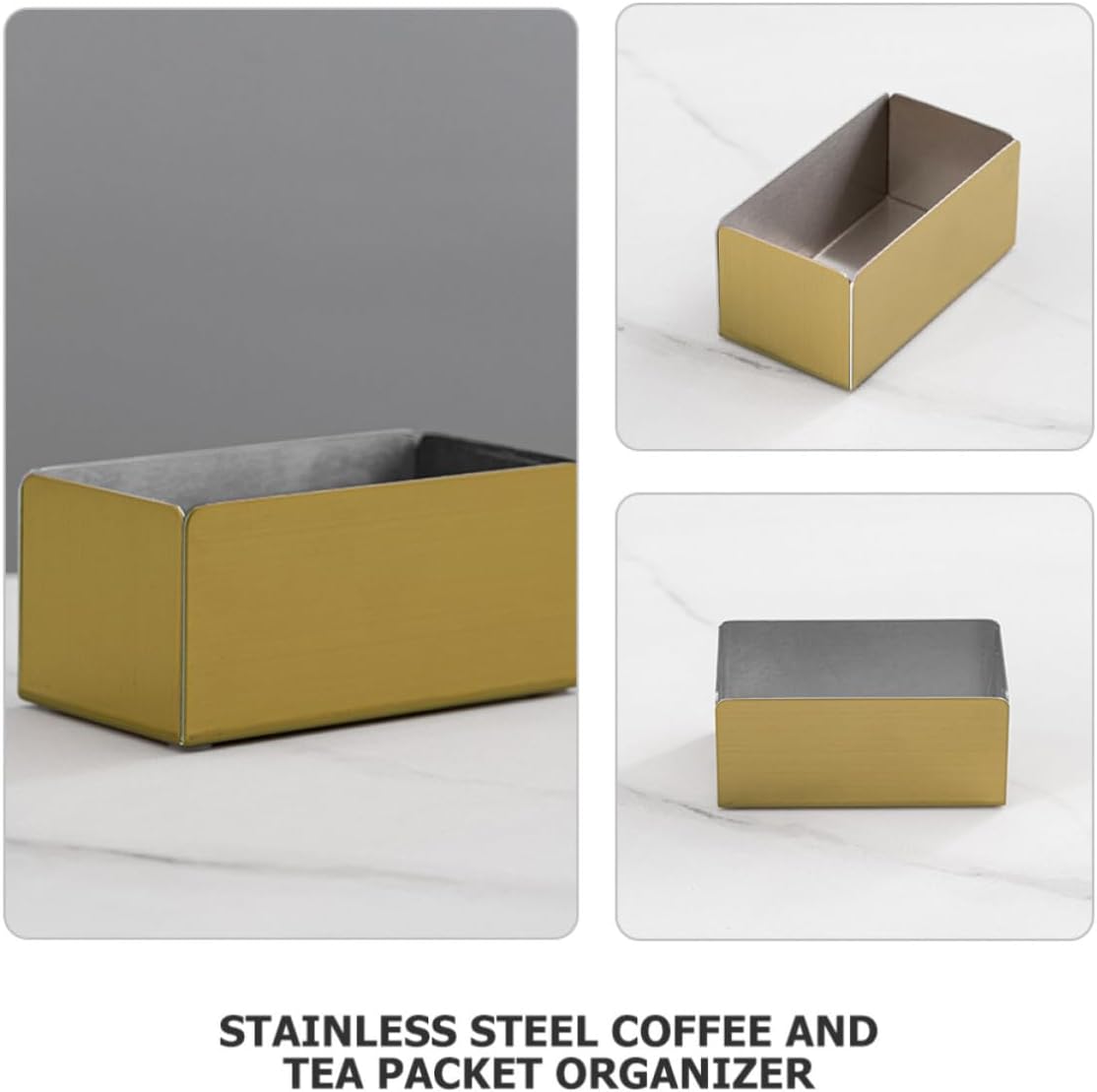 Sugar Packet Holder Metal for Stainless Steel Rectangular Compact and Easy to Clean Organizer Small Items and Cotton Swabs Suitable for Desktop and Kitchen Use