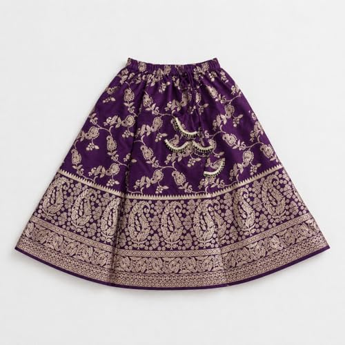 Image of The Magic Wand Lehenga Choli Set with Dupatta for Girls Kids Floral Printed Lace Embelished Chaniya Choli, Perfect for Wedding Occasions & Festivals
